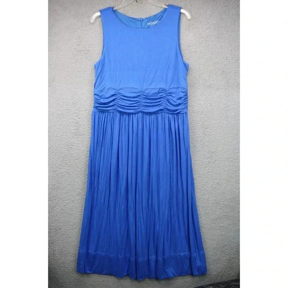 Soft Surroundings Blue Sleeveless Maxi Dress-Size Medium-Ruched Waist - Picture 1 of 6